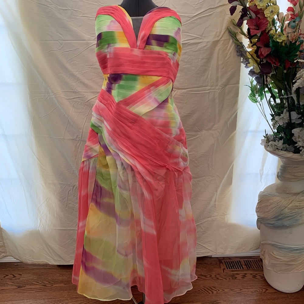 Coral, Multi-Colored Prom, Salsa, or Party Dress